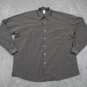 Burma Bibas Shirt Mens Large Brown 100% Cotton Long‎ Sleeve Button Up w/ pocket